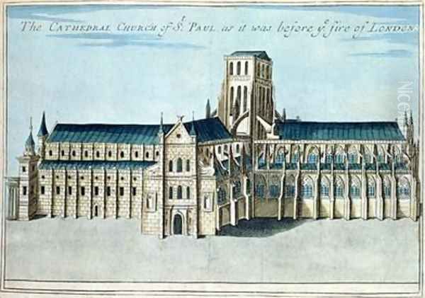 St Pauls Cathedral before it was destroyed by the Fire of London from A Book of the Prospects of the Remarkable Places in and about the City of London - view 1