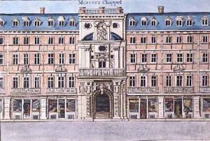 Mercers Chapel from A Book of the Prospects of the Remarkable Places in and about the City of London by Robert Morden