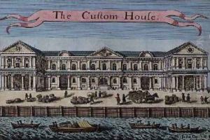 Customs House from A Book of the Prospects of the Remarkable Places in and about the City of London by Robert Morden