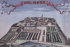 The Temple, from A Book of the Prospects of the Remarkable Places in and about the City of London by Robert Morden