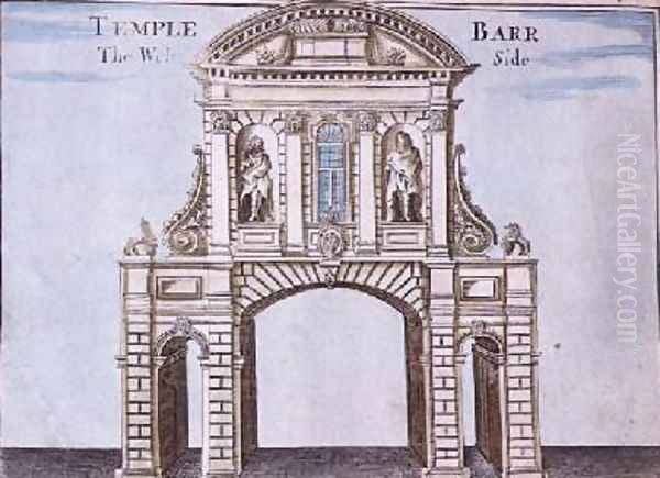 Temple Bar the West Side from the Inns of Court from A Book of the Prospects of the Remarkable Places in and about the City of London - view 1