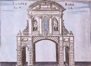 Temple Bar the West Side from the Inns of Court from A Book of the Prospects of the Remarkable Places in and about the City of London by Robert Morden