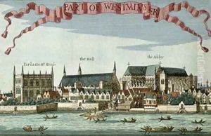 Westminster showing the Abbey Hall and Parliament House from A Book of the Prospects of the Remarkable Places in and about the City of London by Robert Morden