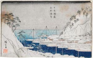 Japanese Snow Scene by Utagawa or Ando Hiroshige