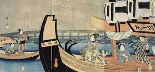 Toto Ryogokubashi Noryo Hanabi
No Zu (view Of Enjoying Fireworks In The Evening Cool At Ryogoku Bridge
In The Eastern Capital) - view 1
