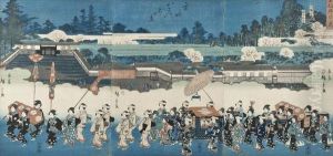 A Processional Triptych by Utagawa or Ando Hiroshige