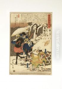 Revenge Of The Soga Brothers by Utagawa or Ando Hiroshige