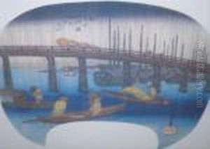 'eveningrain At Eitai Bridge" by Utagawa or Ando Hiroshige