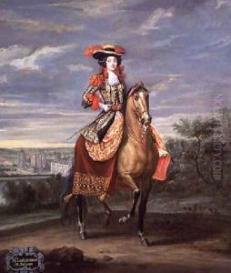 La Comtesse de Soissons Riding with a View of the Chateau de Vincennes by Jean-Baptiste Martin