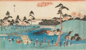 Each Oban Yoko-e. One Framed by Utagawa or Ando Hiroshige