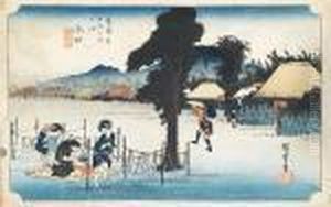 Minakuchi And Kusatsu by Utagawa or Ando Hiroshige