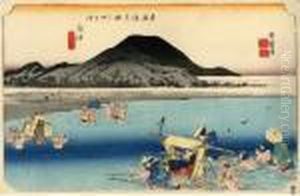 Les 53 Stations Du Tokaido, Fuchu, Abe-kawa by Utagawa or Ando Hiroshige