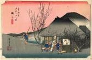 Les 53 Stations Du Tokaido, Maruki, Meibutsu Cha-mise by Utagawa or Ando Hiroshige