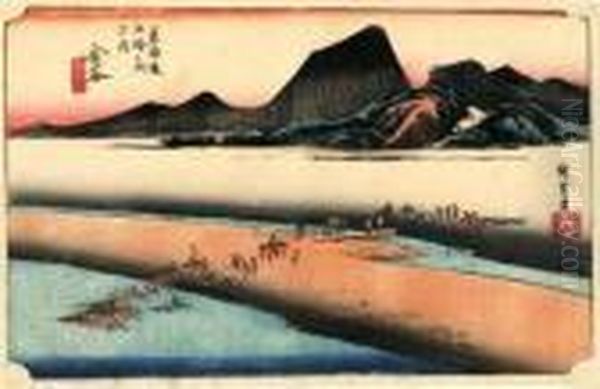 Les 53 Stations Du Tokaido, Kanaya, Oi-gawa Engan - view 1