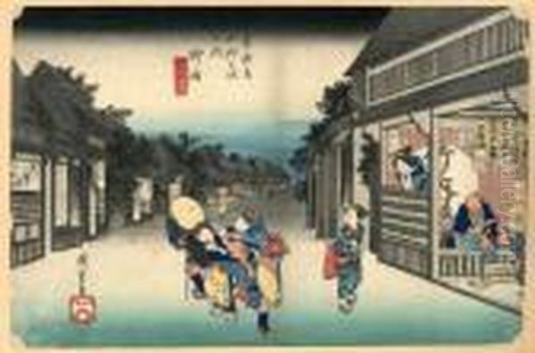 Les 53 Stations Du Tokaido, Goyu, Tabibito Tome-onna - view 1