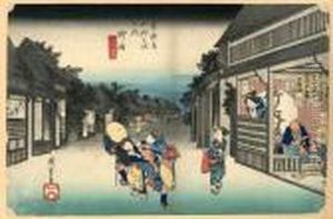 Les 53 Stations Du Tokaido, Goyu, Tabibito Tome-onna by Utagawa or Ando Hiroshige
