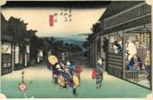 Les 53 Stations Du Tokaido, Gyou, Tabibito Tome-onna - view 1