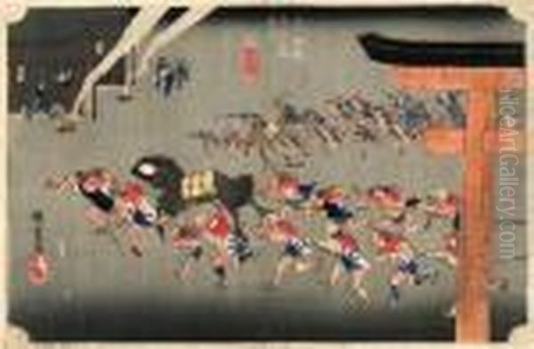 Les 53 Stations Du Tokaido, Miya, Atsuta Shinji - view 1