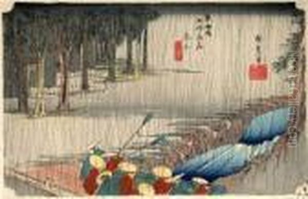 Les 53 Stations Du Tokaido, Tsuchiyama, Haru No Ame - view 1