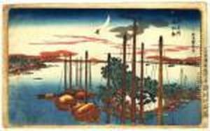 Le Premier Coucou De L'annee A Tsukudajima. by Utagawa or Ando Hiroshige
