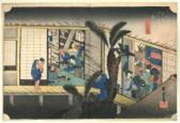 Les Cinquante Trois Stations Du Tokaido Akasaka, Ryosha Shofu No Zu - view 1