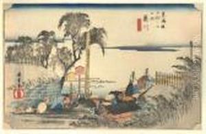 Les Cinquante Trois Stations Du Tokaido Fujikawa, Bonhana No Zu by Utagawa or Ando Hiroshige