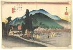 Les Cinquante Trois Stations Du Tokaido, Ishiyakushi, Ishiyakushi-ji by Utagawa or Ando Hiroshige