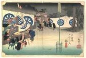 Les Cinquante Trois Stations Du Tokaido, Seki, Honjin Hayadachi