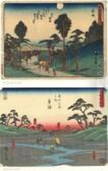 Scene De Paysage Avec Vue Du Lac. Paysage Avec Coucher Du Soleil. - view 1