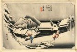 Les Cinquante Trois Stations Du Tokaido, Kambara, Yoru No Yuki by Utagawa or Ando Hiroshige
