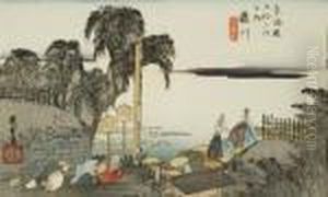 No. 38 Fujikawa From Tokaido Road Series by Utagawa or Ando Hiroshige