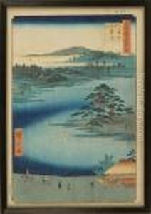 The Pine Of The Hanging Surplice At Senzoku Pond by Utagawa or Ando Hiroshige