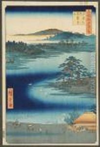 Landscape Scene With Cranes In Flight by Utagawa or Ando Hiroshige