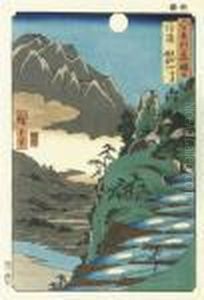 Shinano, Sarashina Tagoto No Tsuki Kyodaisan by Utagawa or Ando Hiroshige