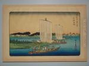 Retour De Bateaux A Gyotoku by Utagawa or Ando Hiroshige