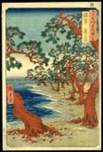 Maiko Beach In Harima Province by Utagawa or Ando Hiroshige