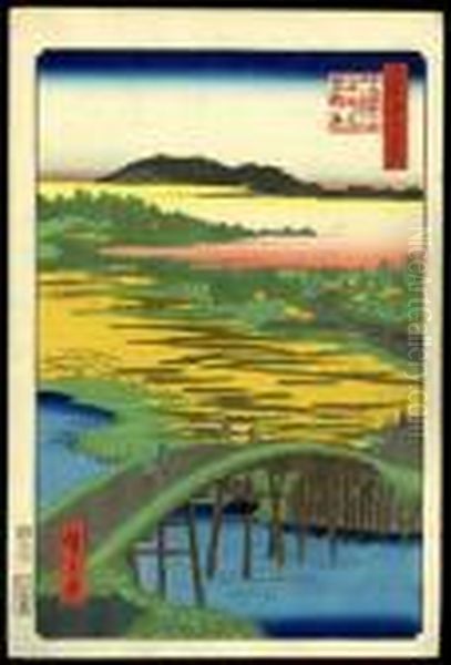 Sugatami Bridge, Omokage Bridge, And The Gravel Beds At Takata - view 1