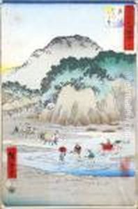 Vue De Riviere Animee by Utagawa or Ando Hiroshige