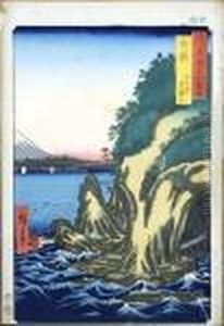 Falaise Et Mont Fuji by Utagawa or Ando Hiroshige