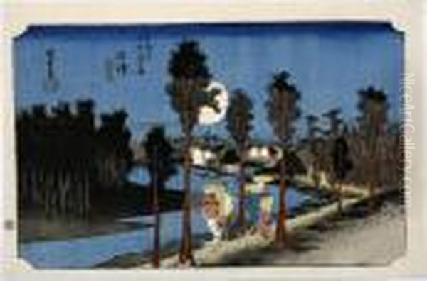 Night Time Walking At Numazu, From The Series Tokaido Gojusan Tsugi - view 1