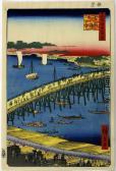 Okawa Side At Ryogoku Bridge, From The Series Meisho Edo Hyakkei - view 1