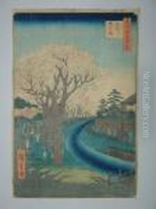 La Floraison Des Cerisiers Au Bord De La Riviere by Utagawa or Ando Hiroshige