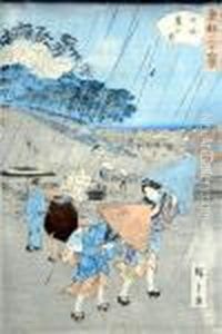 Coup De Vent Et Pluie by Utagawa or Ando Hiroshige
