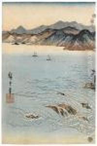 Depicting A Wide View Of The Coast by Utagawa or Ando Hiroshige