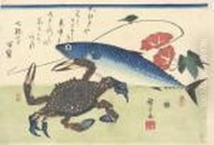 Two Prints From A Large Fish Series by Utagawa or Ando Hiroshige