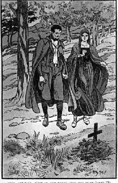 Colomba and her brother Orso beside their fathers grave - view 1