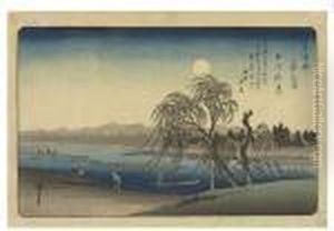 Tamagawa Shugetsu (autumn Moon
At Tamagawa River), From The Seriesedo Kinko Hakkei No Uchi (eight Views
Of The Environs Of Edo) by Utagawa or Ando Hiroshige