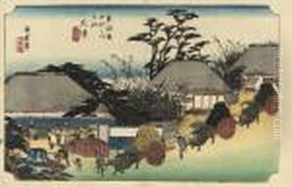 The Stations Kusatsu, Otsu, 
Ishiyakushi, Yokkaichi, Hamamatsu And Shimada From The Series - view 1