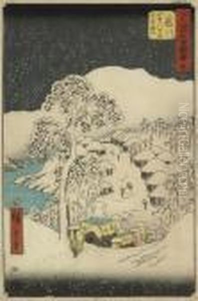 Oban Tate-e, A Woodblock Print
Fujikawa, From The Series 'gojusan-tsugi Meishi Zue' , Published In 1858
By Tsutaya Kichizo, And Popularly Known As The Vertical Tokaido; And
Kunisada , A Print With Immortals On Clouds Standing Above Figures In An
I - view 1