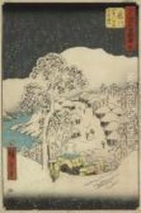 Oban Tate-e, A Woodblock Print
Fujikawa, From The Series 'gojusan-tsugi Meishi Zue' , Published In 1858
By Tsutaya Kichizo, And Popularly Known As The Vertical Tokaido; And
Kunisada , A Print With Immortals On Clouds Standing Above Figures In An
I by Utagawa or Ando Hiroshige